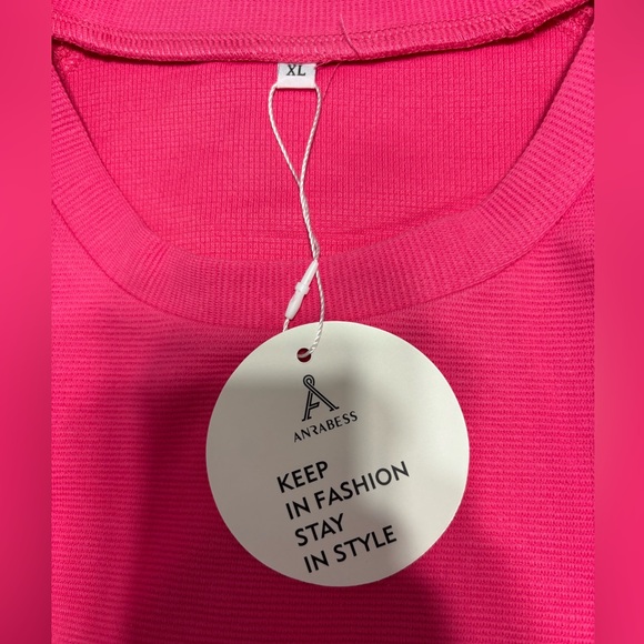 Anrabess Size XL oversized hot Pink Sweatshirt with Side Zippers crew neck - Picture 4 of 10